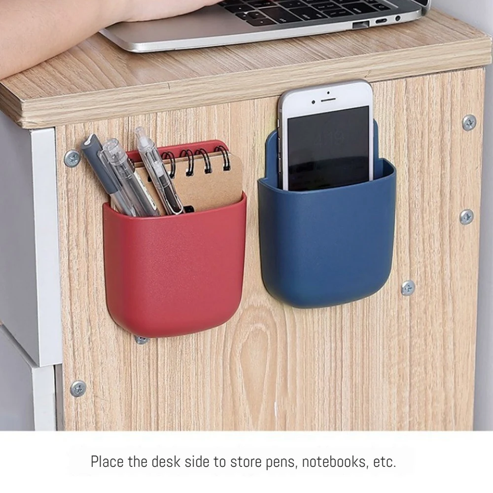 No Drill Wall Mounted Remote Control Holder Storage Box for TV AC Phone Plug Organizer Lightweight Living Room Rack view 3