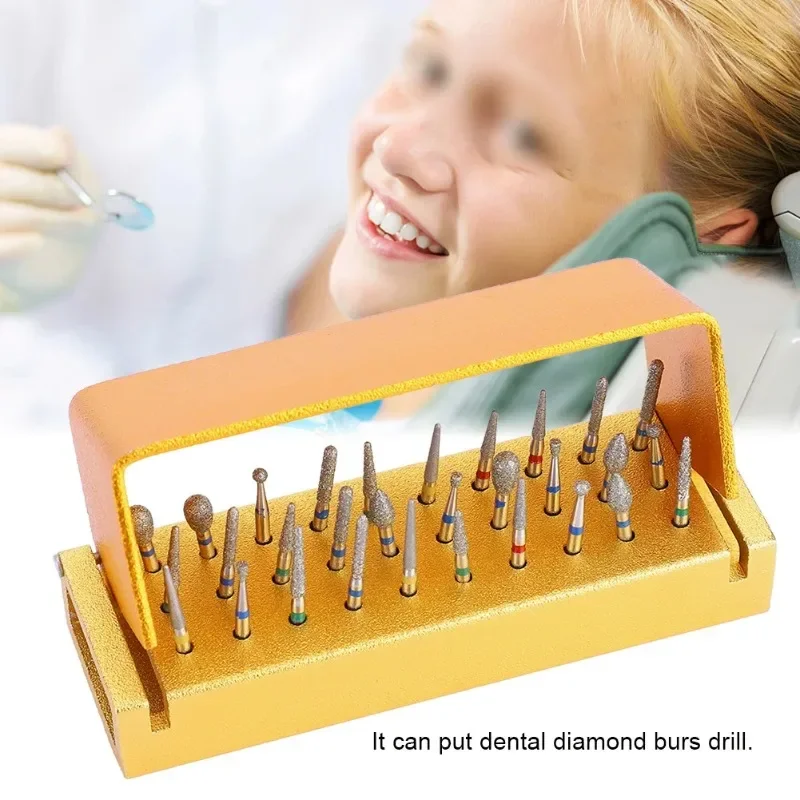 

High Quality Aluminium Alloy Dental High Speed Handpieces Holder 30Pcs Dental Diamond Burs Drill Collect Place Tool With Cover