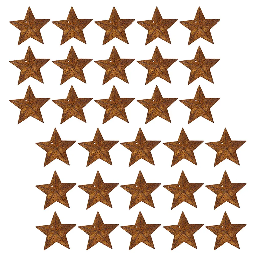 

30 Pcs Christmas Miniature Ornament Metal Five-pointed Star Accessories Tree Ornaments Embroidered Hanging