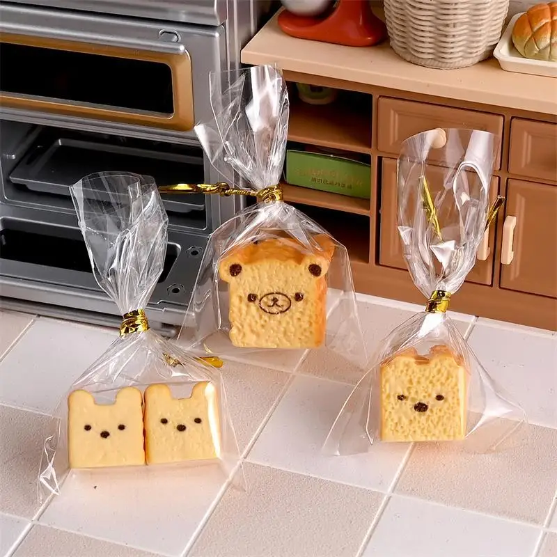 

[JN] 5 PCS Cute Dollhouse Miniature Kitchen Food Toy Bagged Toast Bread Model Home Decor Kid Play Toy Micro