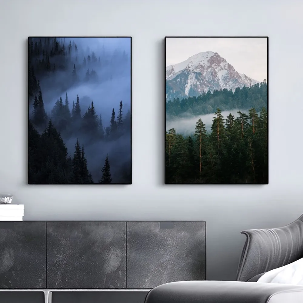 1pc Natural Scenery Forest Poster Good Quality Prints and Posters Vintage Room Home Bar Cafe Decor Aesthetic Art Wall Painting