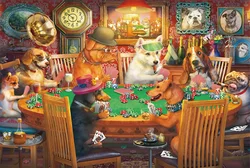 38*26cm Adults 1000 Pieces Paper Jigsaw Puzzles Puppy Gathering Cute Animals Paintings Stress Reducing Toys Christmas Gifts
