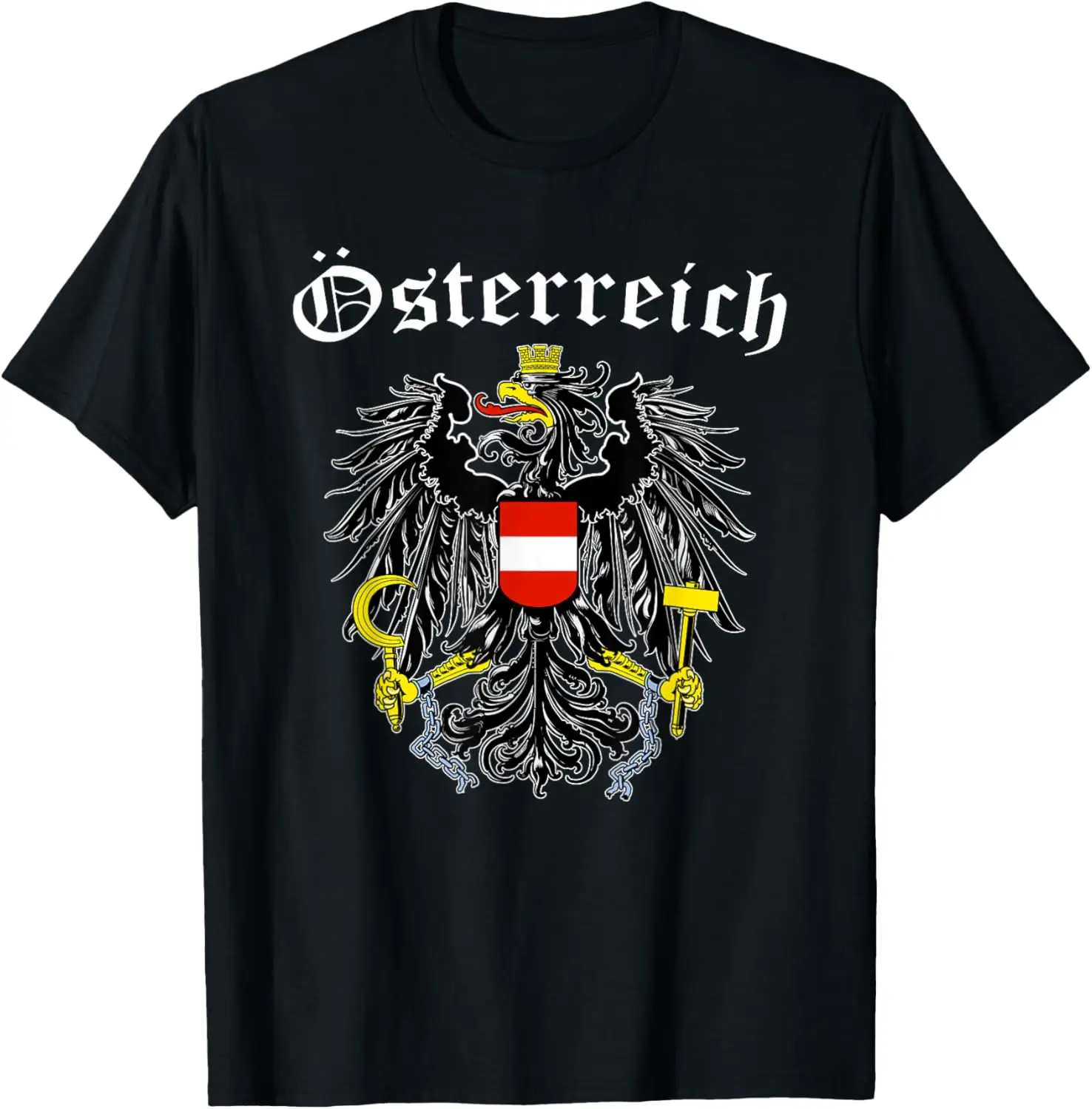 Austria Austrian Flag Emblem T-Shirt Summer Short-Sleeved Breathable Sweat-Wicking Versatile Fashion T-Shirt for Back-To-School Season, Unisex, Y2K Fashionable Cartoon Anime