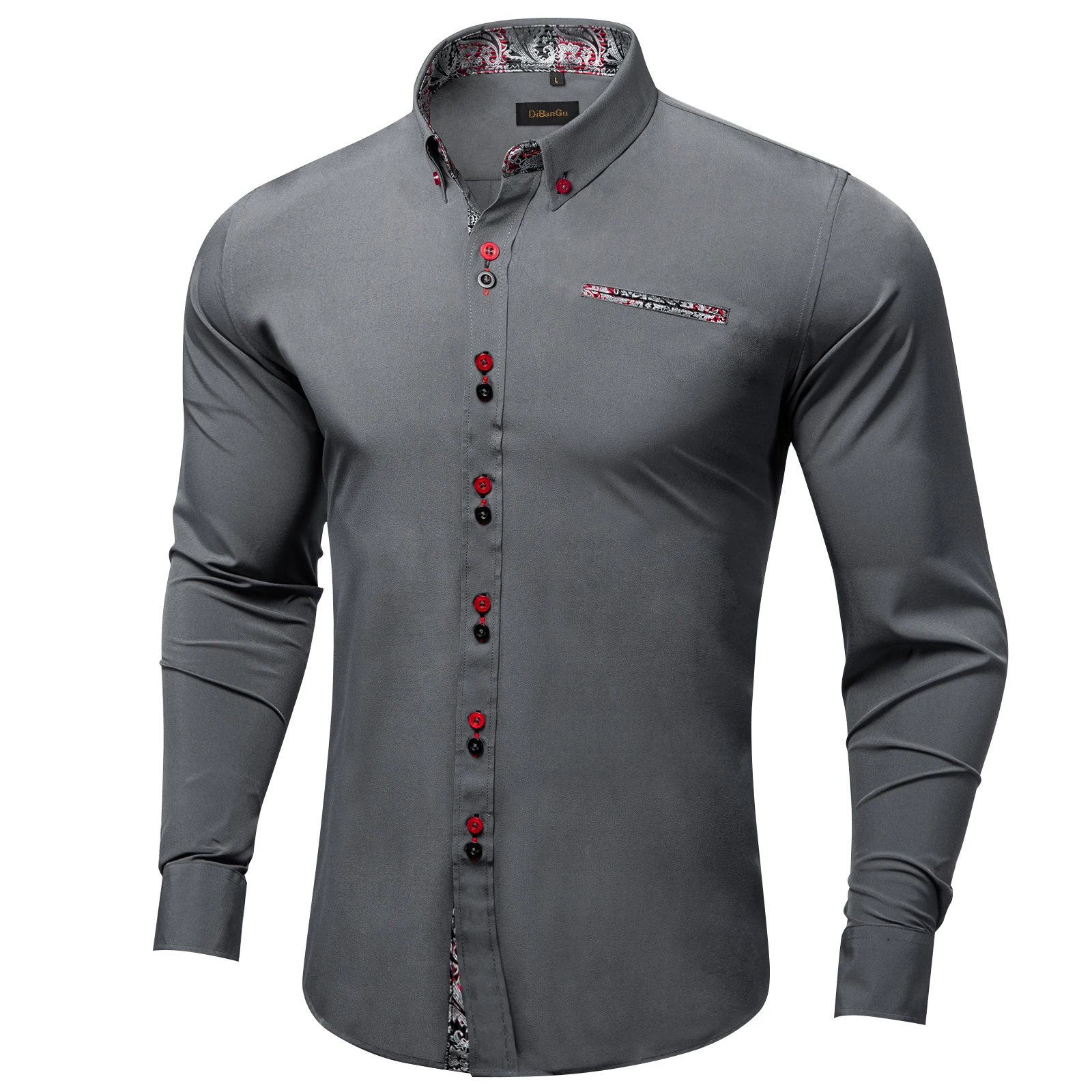 Camisa de manga larga con botones para hombre, estampado de moda, diseño de bolsillo de costura, tela suave y cómoda, vestido ajustado, ropa