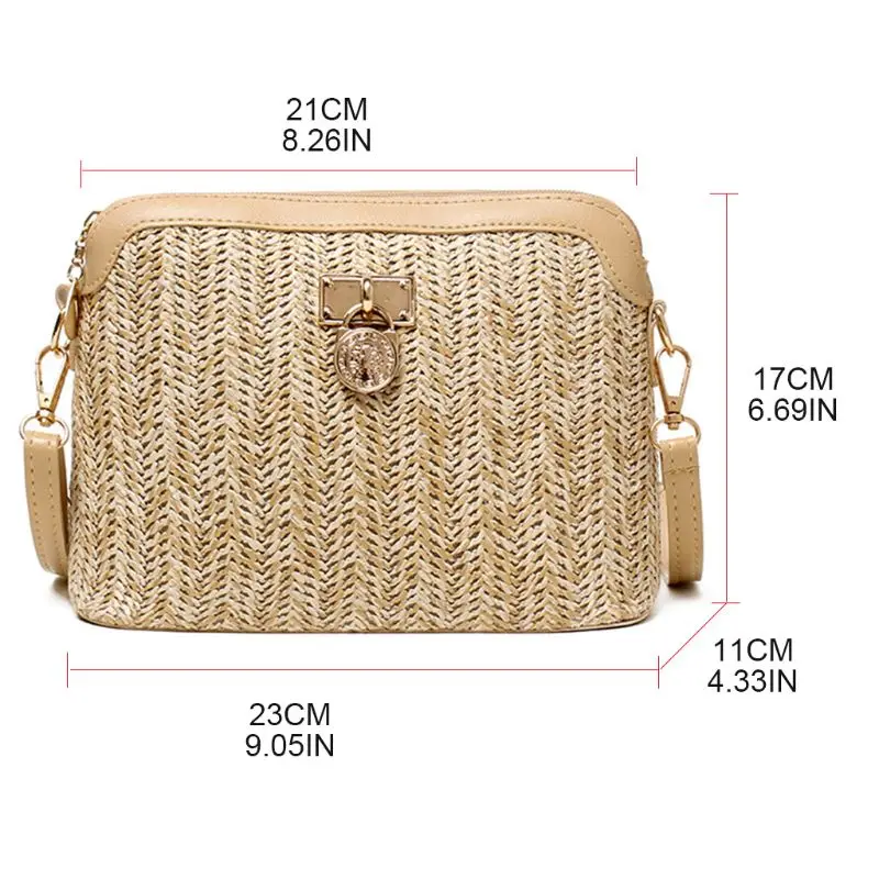 Women Fashion Handbag Shoulder Bag Ladies Summer Straw Woven Crossbody Tote