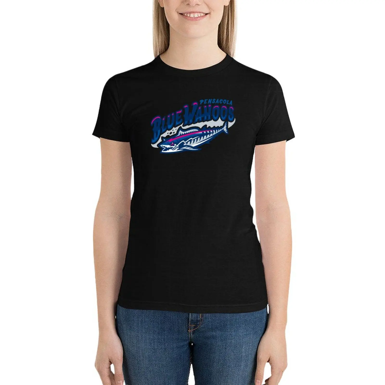 

Pensacola Blue Wahoos icons T-Shirt shirts graphic tees plus size tops summer top workout shirts for Women loose fit