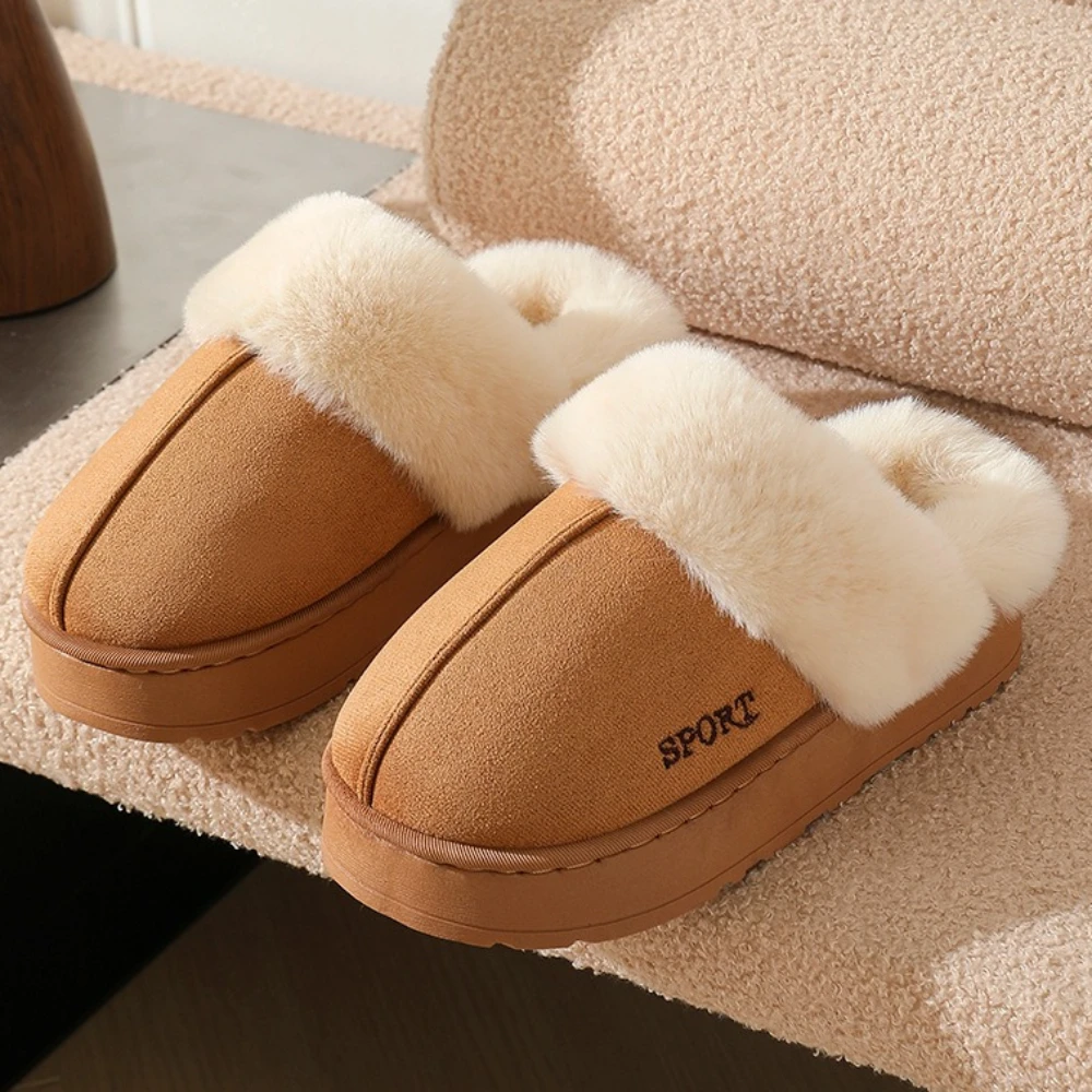Winter Plush House Slippers for Couples Warm Indoor & Outdoor Cotton Shoes for Men & Women Fuzzy Home Footwear Bedroom Slippers view 5