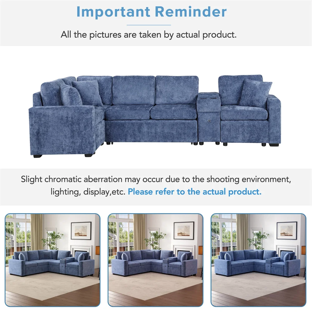 #￥Manufacturer Extra Large Convertible Sofa Bed Sectional Sofa Cama Reversible Sleeper with Pull-Out Bed Cup Holders
