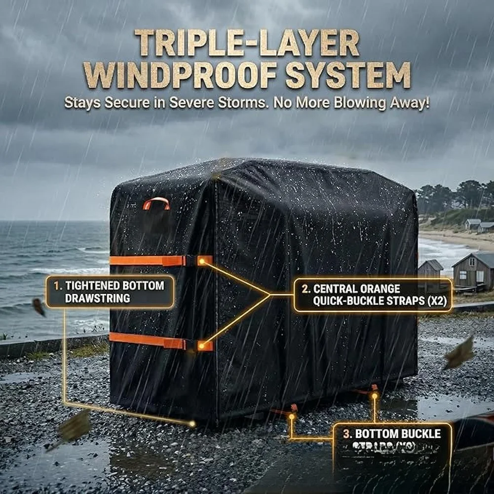 

1 Piece Black 210D Oxford Waterproof UV Dustproof Storage Cover For Rack Outdoor Boat Protection Accessories
