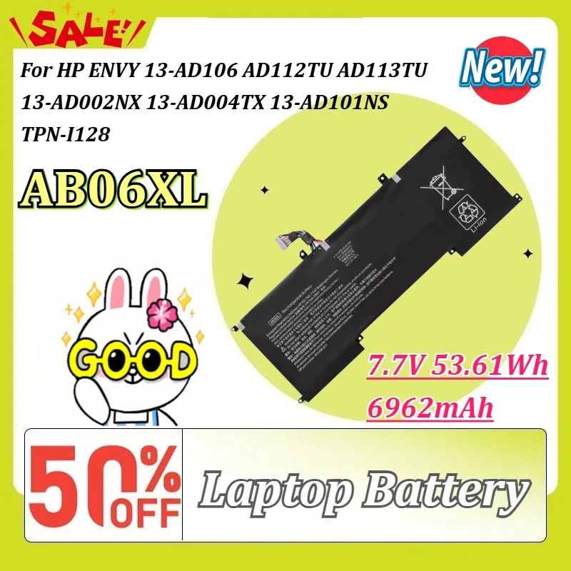 

New AB06XL 7.7V 53.61Wh 6962mAh Laptop Battery for HP ENVY 13-AD106 AD112TU AD113TU 13-AD002NX 13-AD004TX 13-AD101NS TPN-I128