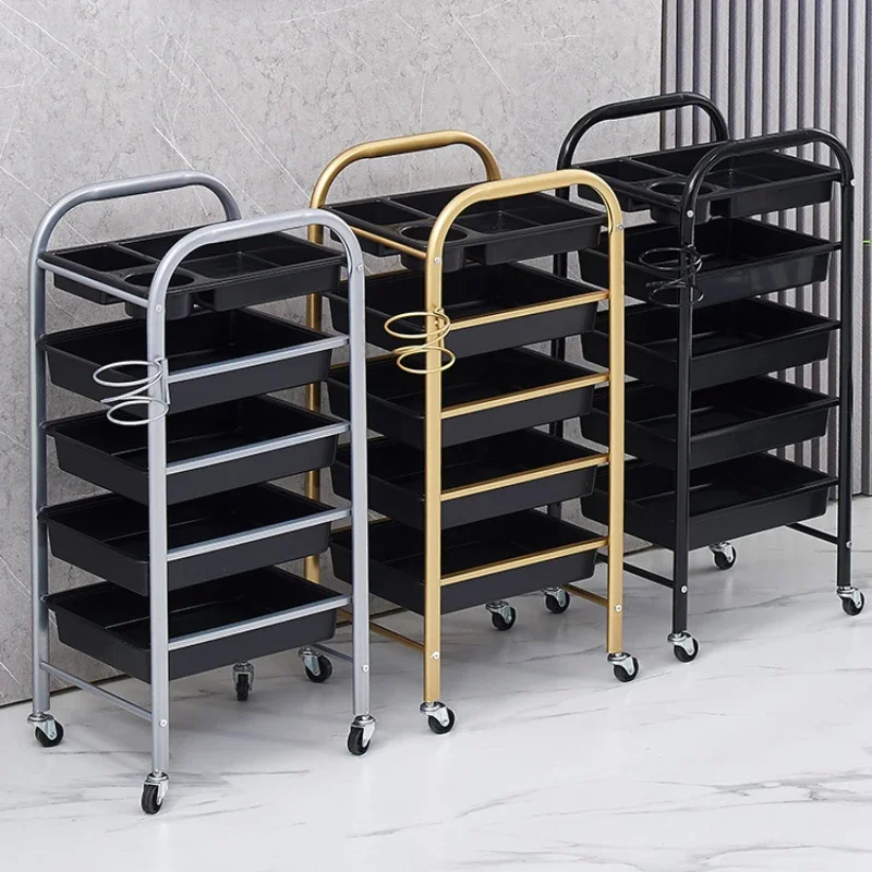 

Rolling Utility Trolley Wood Pedicure-trolley Beauty Drawers Salon Station Hairdresser Furniture Gold Hair Dressing Medical Pink