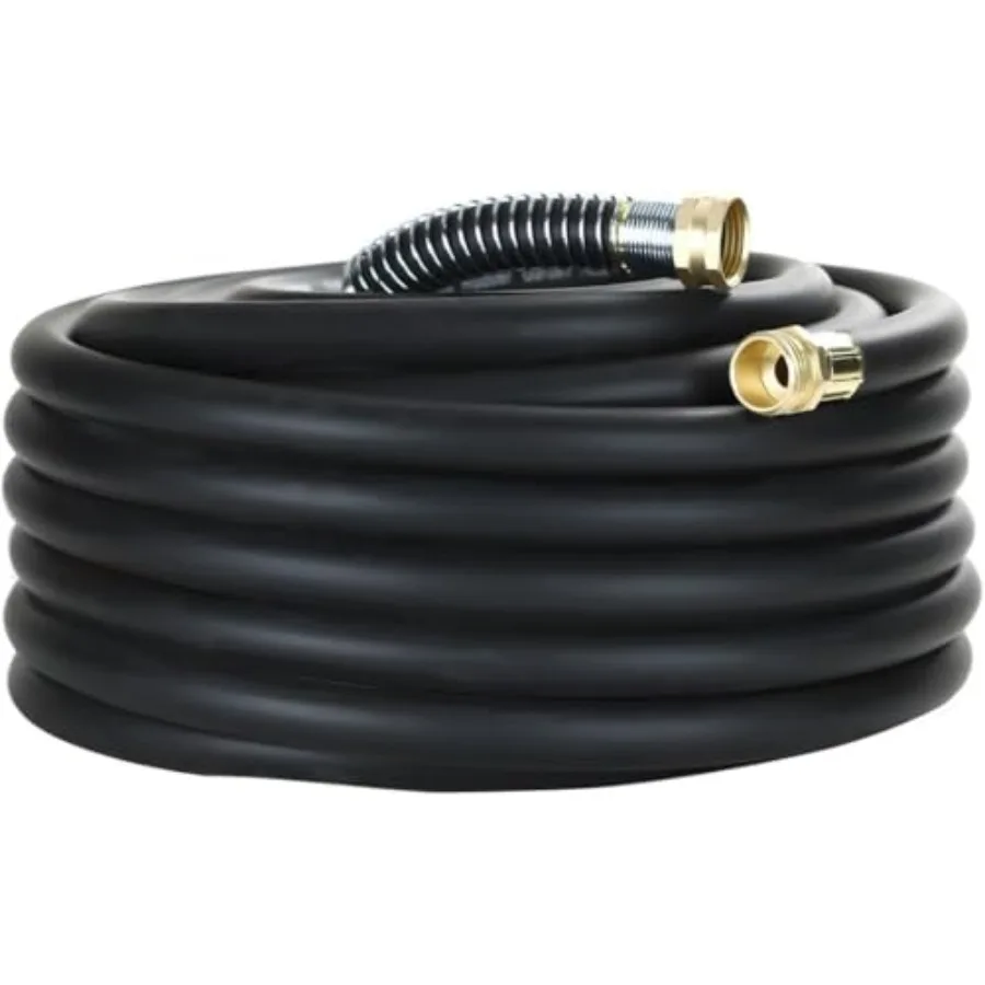 

Garden Hose 50FT x 3/4 Heavy Duty Rubber Hose for Outdoor Use Black Five-Layered Braiding Hot and Cold Water Compatible 1000PSI