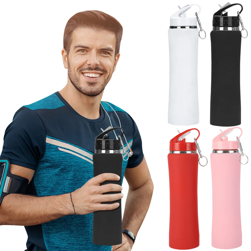 

750ml Straw Double-Layer Insulated Cup with Handle Portable Water Bottle Stainless Steel Travel Vacuum Mug for Cold Hot Beverage