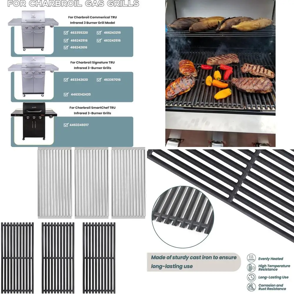 

Replacement 17 Emitter Plate & Grill Grate for Charbroil TRU Infrared 3-Burner Grills, Part Numbers 463242516, 463242515, 463367