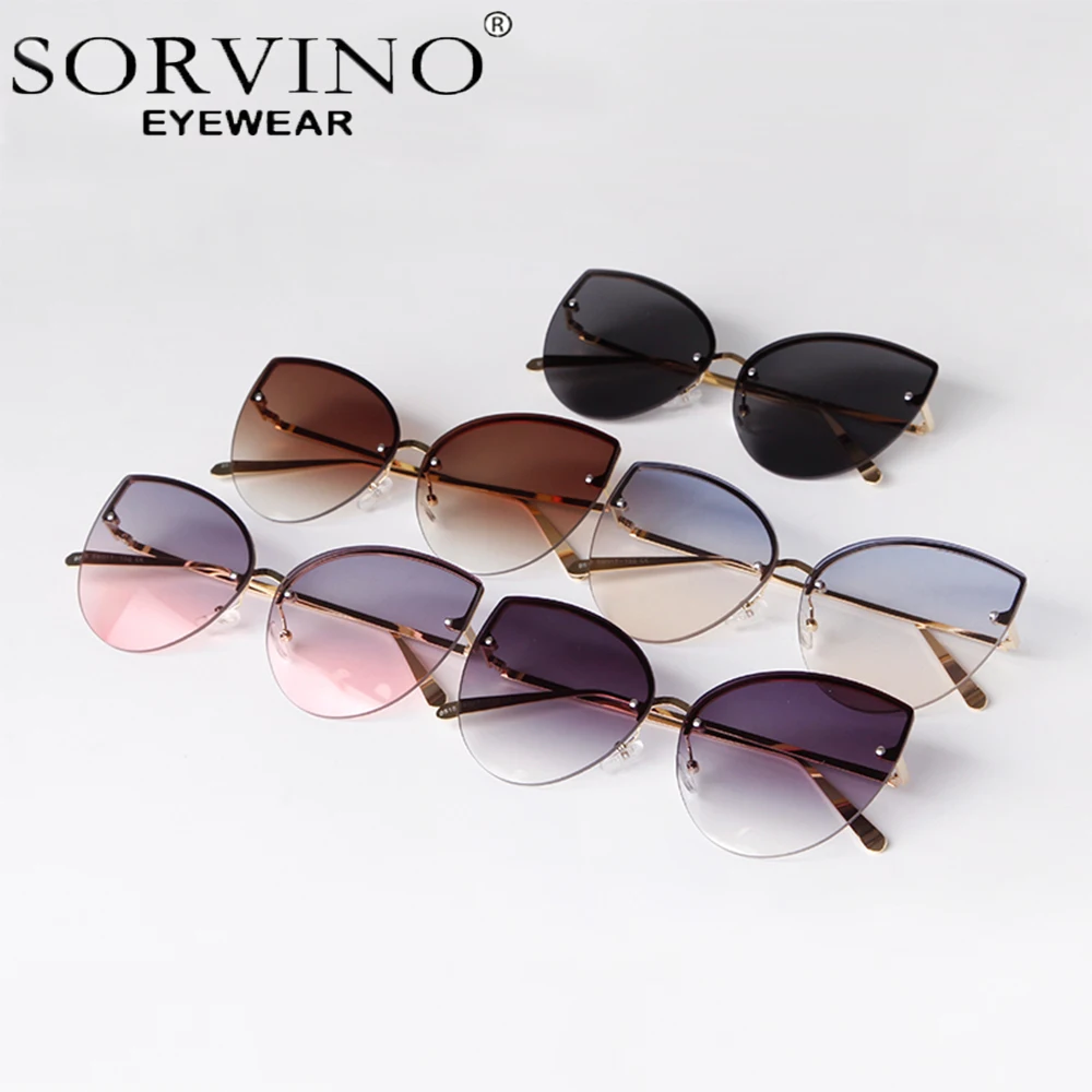 SORVINO Newest Butterfly Frame Fashionable Sunglasses for Women Men Frameless Retro Cat Eyes Anti-blue Eyewear Sun Glasses