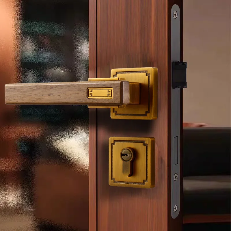 Factory direct sales New Chinese brass indoor door lock Bedroom household door Magnetic suction silent door handle Mechanical