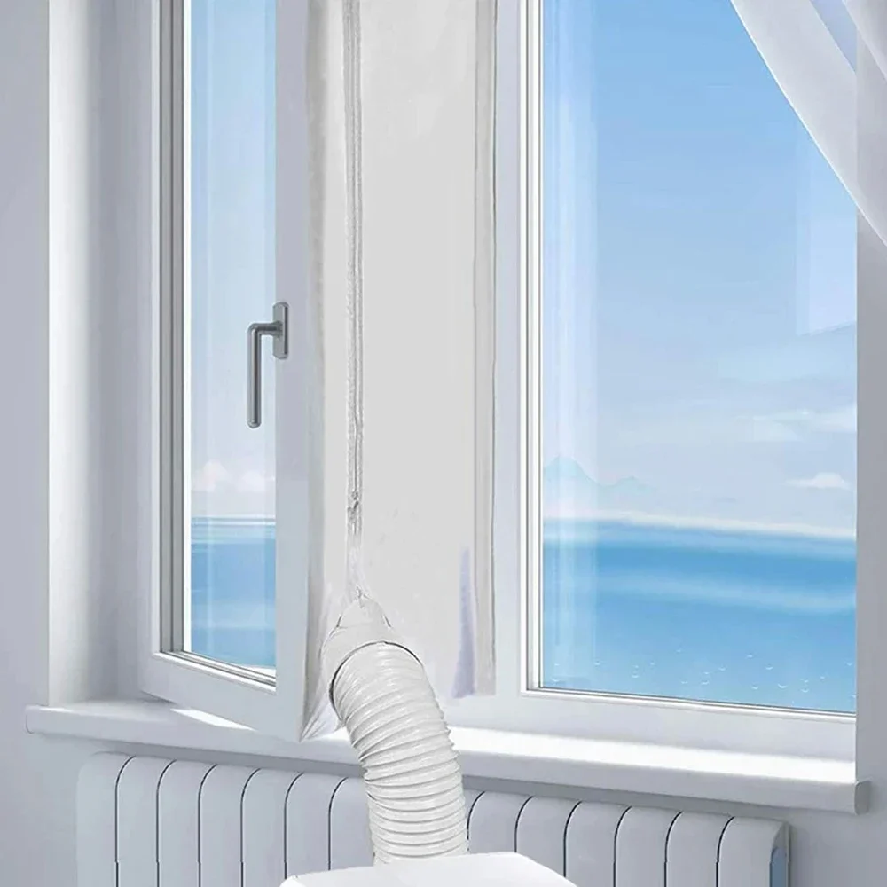 AirLock Window Seal for Portable Air Conditioner,3m 4m Flexible Cloth Sealing Plate Window Seal with With Zip and Adhesive Fast