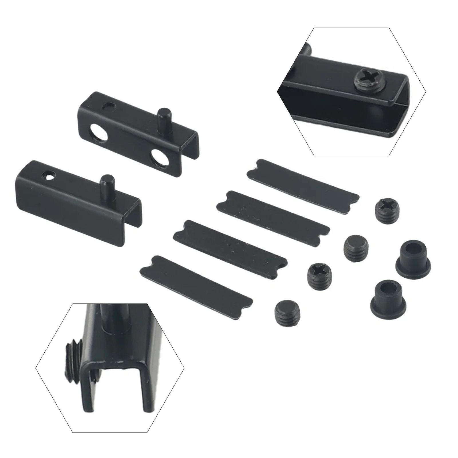 1 Set Premium Stainless Steel Glass Door Hinges W/ Rubber Pads And Gel Cap No Drilling Fits 5-6mm Glass Furniture Hardware Parts
