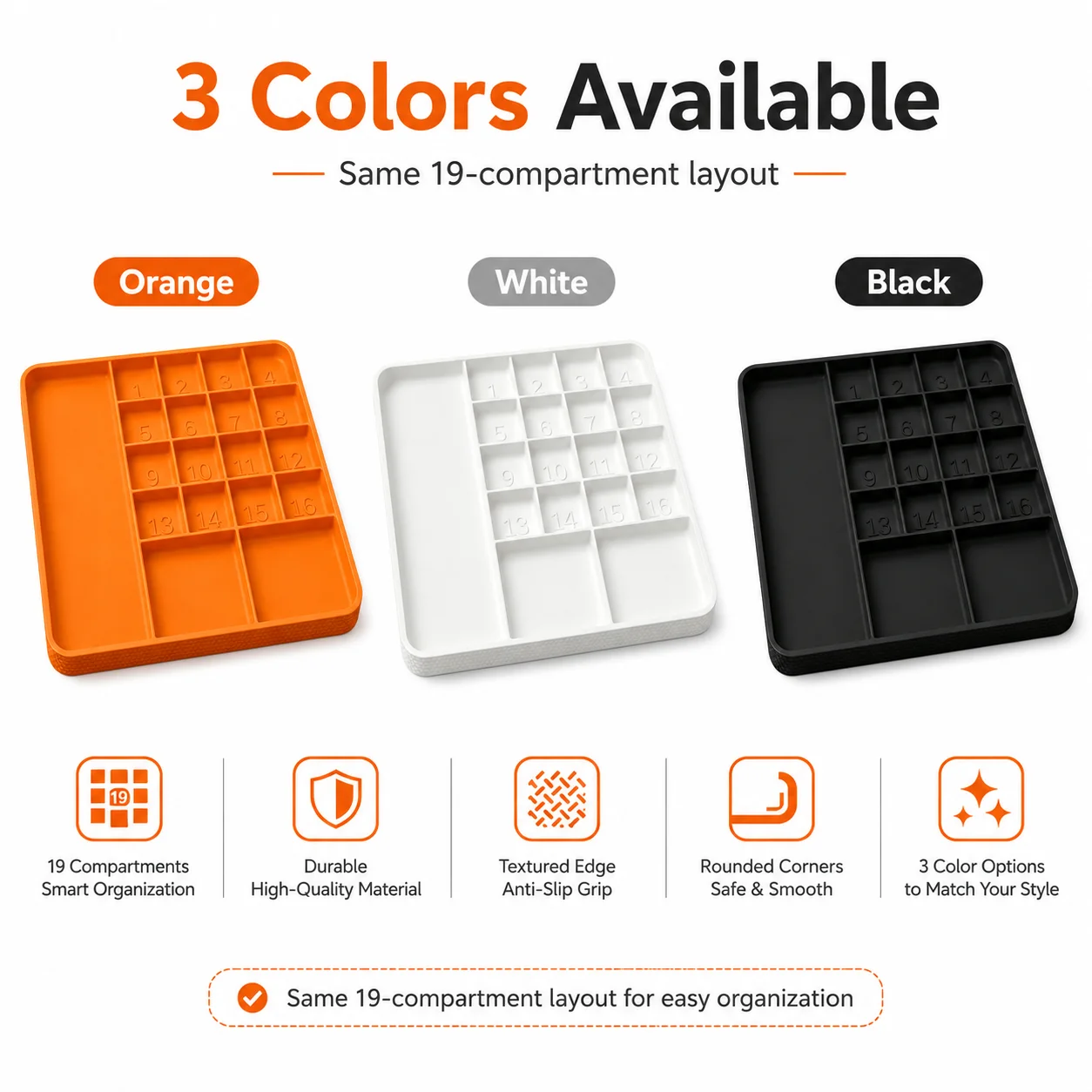 19 Compartments of Parts Storage Trays, Partition Tool Classification Trays, Jewelry, Nuts, Bolts, and Small hardware Storage