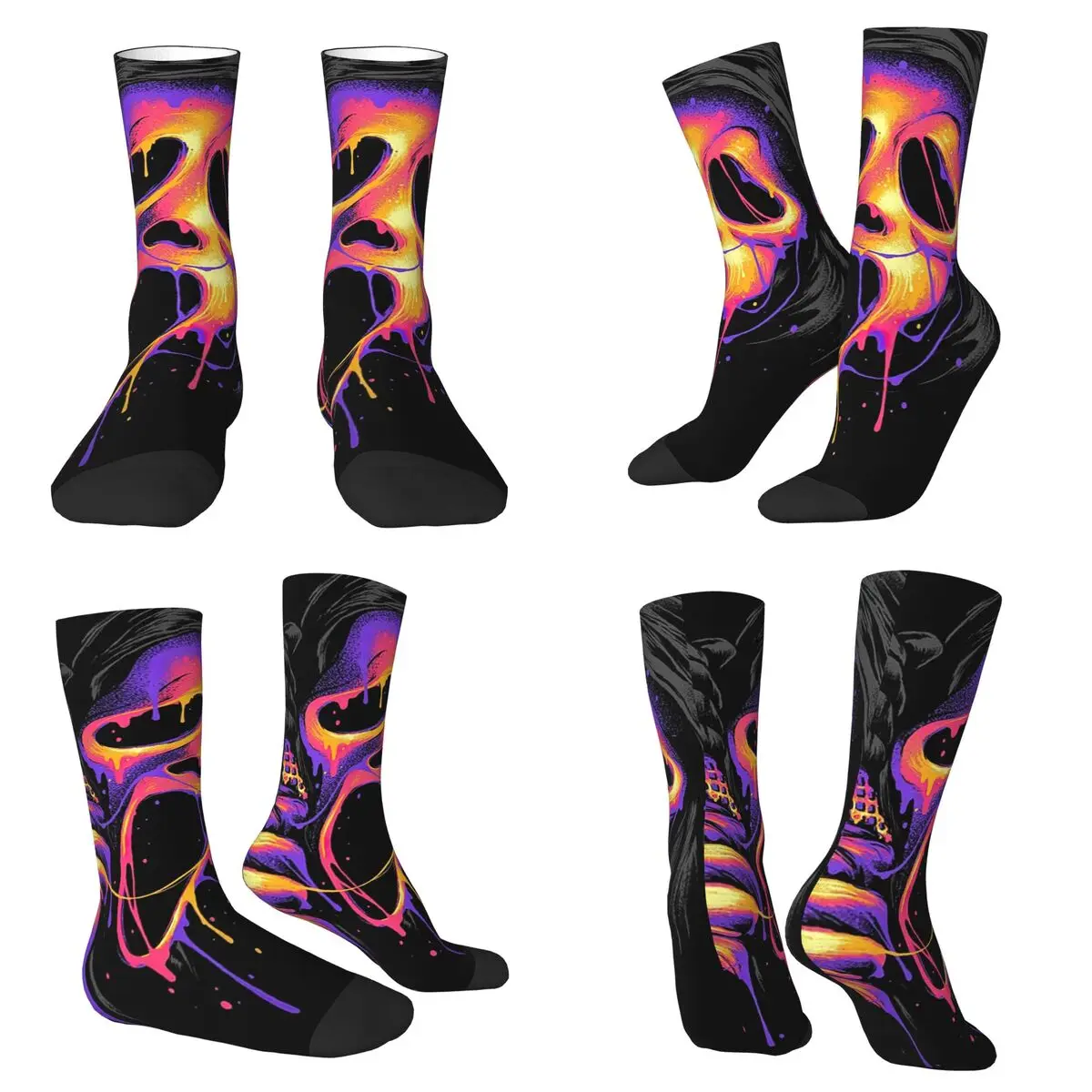 

Кровотение, призрак, лицо, Хэллоуин, скелет, череп, носки, впитывающие пот чулки, всесезонные длинные носки для подарка на день рождения унисекс