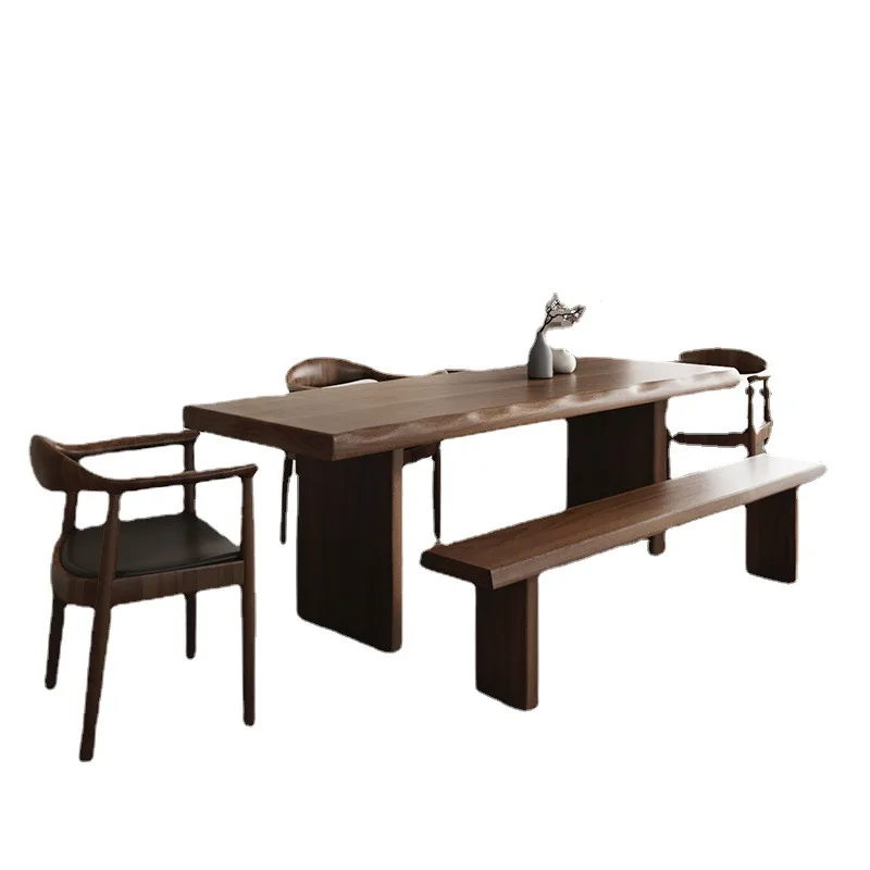 Solid wood tea table irregular household dining table desk wabi-sabi wind tea table log large board