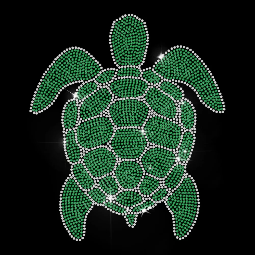 Sea Turtle Rhinestone Iron on Hotfix Transfer Ocean Animal Turtle Heat Transfer Iron on Decal Animal Bling Rhinestone Sticker