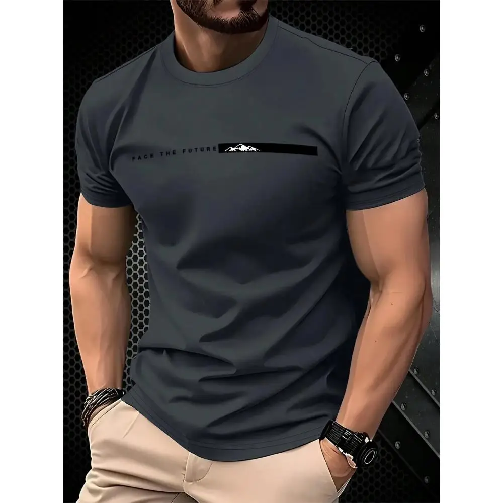 Zomer heren casual sport losse oversized eenvoudige letterpatroon bedrukte T-shirt met ronde hals en korte mouwen - afbeelding 2