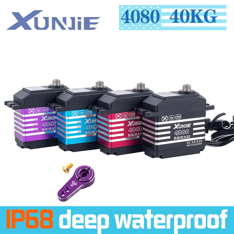 

Водонепроницаемый сервопривод IP68 40 кг для радиоуправляемых машин, роботов, лодок масштаба 1/8 и 1/10 - Цифровой мотор со стальными шестернями