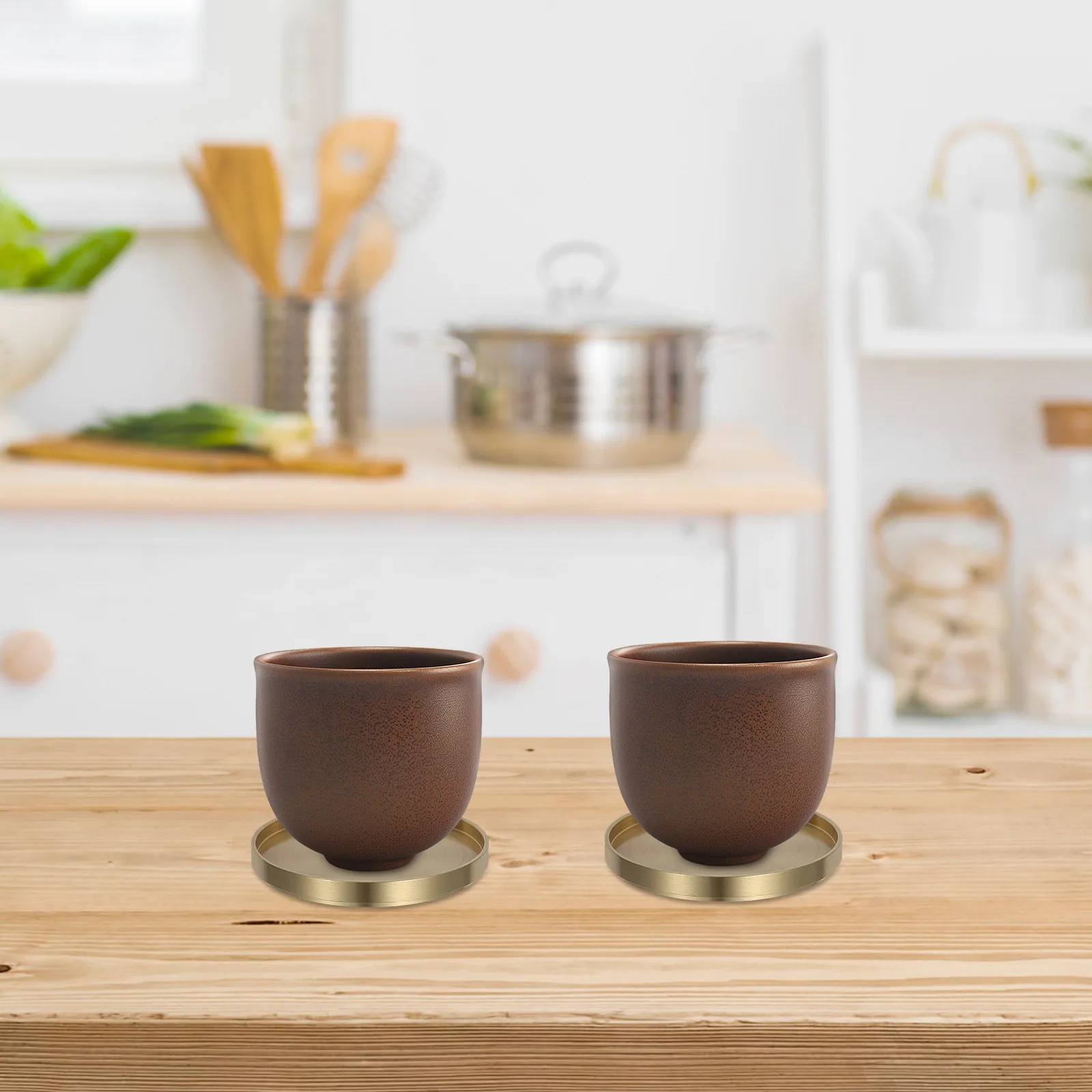 

2pcs Copper Coaster Brass Cup Mat Heat Insulation Pad For Drinks Decorative Coasters Coffee Table Home Office Hotel Kitchen