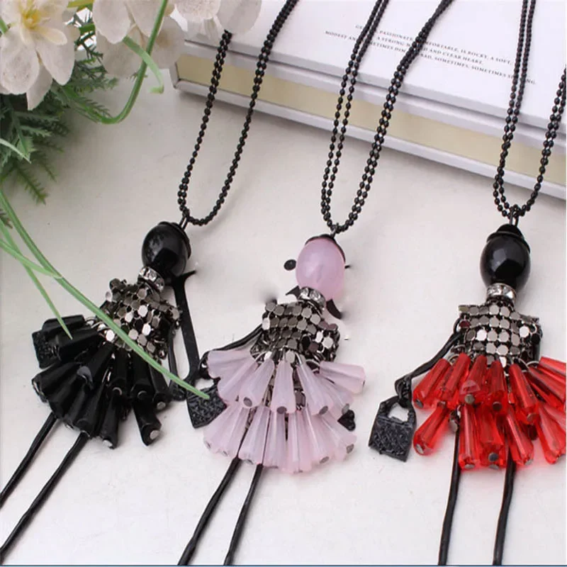 New Sweater Chain Woman\'s Necklace Crystal Girl Pendant Beaded  Necklaces Fashion Charm Jewelry