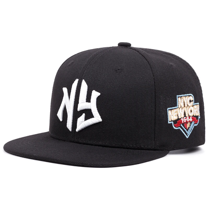 2025 New Flat Edge Hat Letter NY1664 Embroidered Outdoor Leisure Commuter Sunshade Hat Street Pop HipHop Hat Unisex Baseball Hat