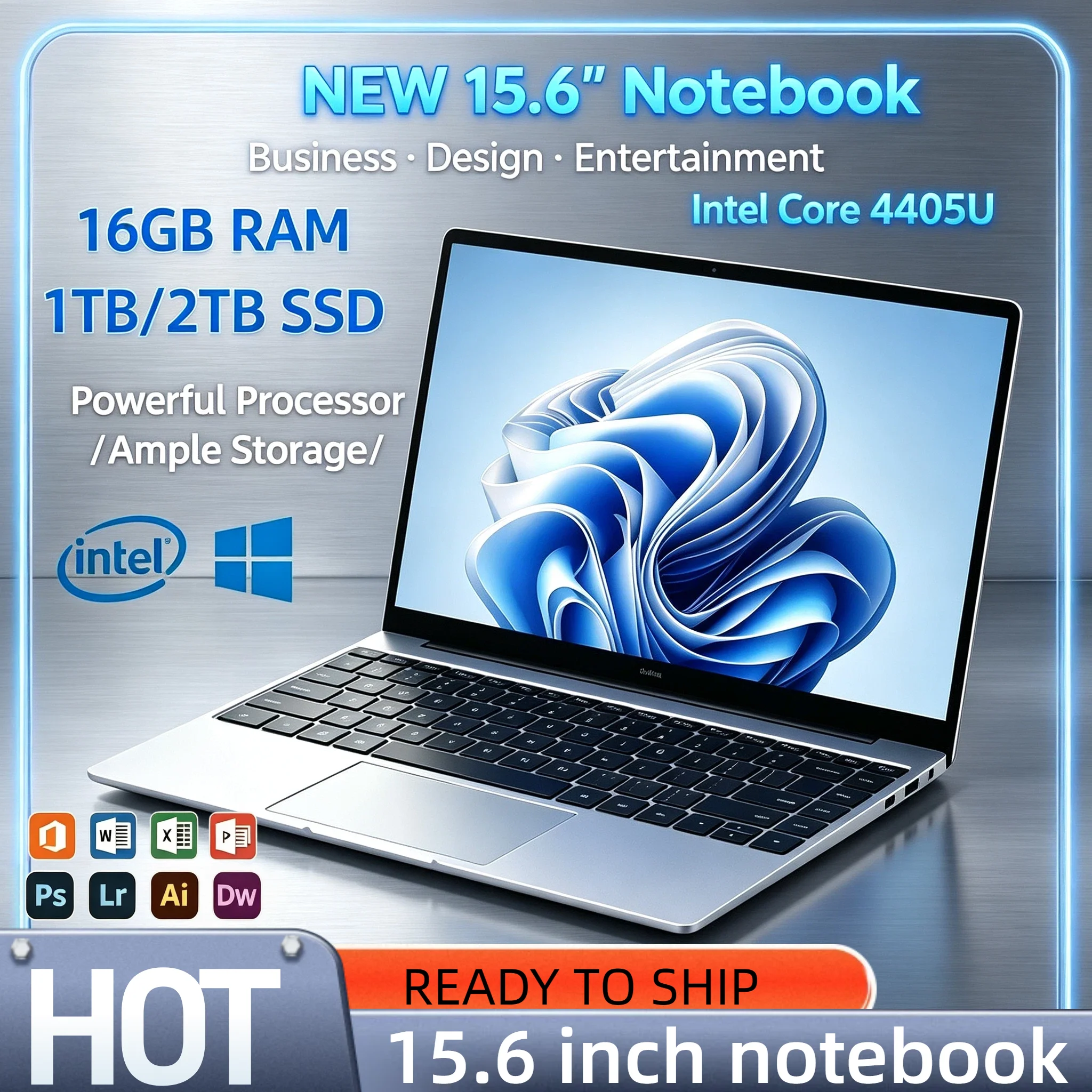Intel Pentium 4405U 15.6 Inch Ultra Slim Gamer Laptop 16GB RAM 2TB SSD Notebook 1920x1080 Office Study Pro Max