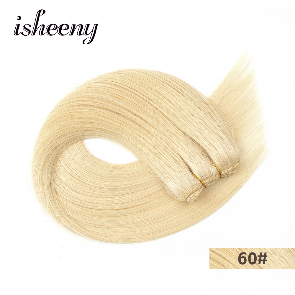 Straight Menselijk Haar Weeft Braziliaanse Remy Human Hair Bundels Naai In Inslag Extensions Straight Blond 100G 12 "-24" Natuurlijke Haar