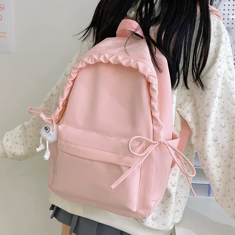 

Рюкзак, новый корейский вариант, универсальный рюкзак High Beauty, однотонный рюкзак для школьников средней школы, большой вместительности