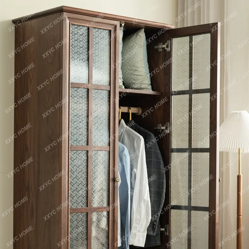 KNorth American black walnut coat cabinet Italian minimalist Nordic modern small apartment 2 doors