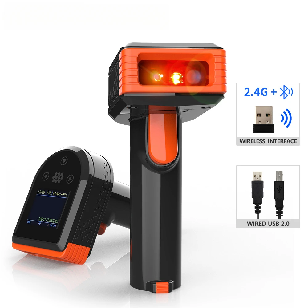 2D Barcode Scanner Wireless QR Code Reader Handheld 2.4G Barcode Reader Bluetooth Scanning Gun for Supermarket