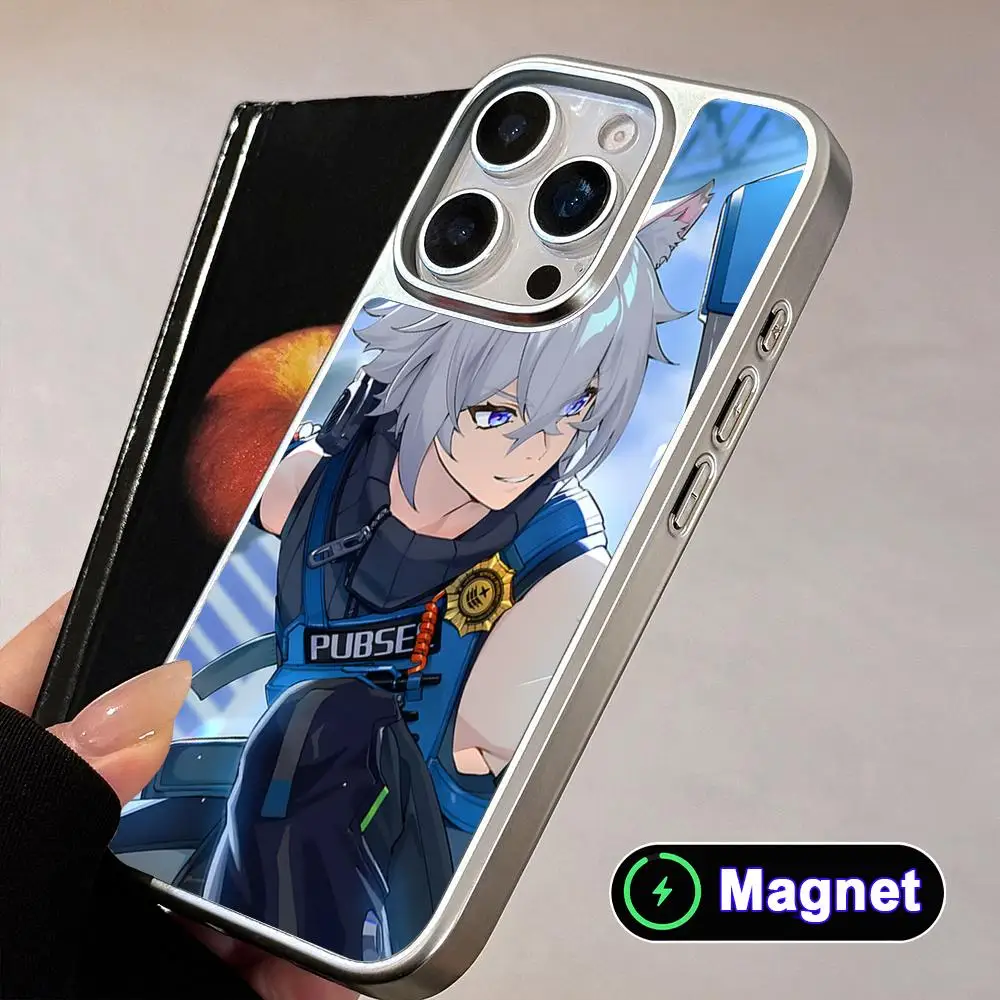 

Zenless Zone Zero Seth Silver Plating Magsafe Mobile Phone Case for iPhone 17 16 15 14 13 12 11 Air Pro Max Plus Colorful Cover