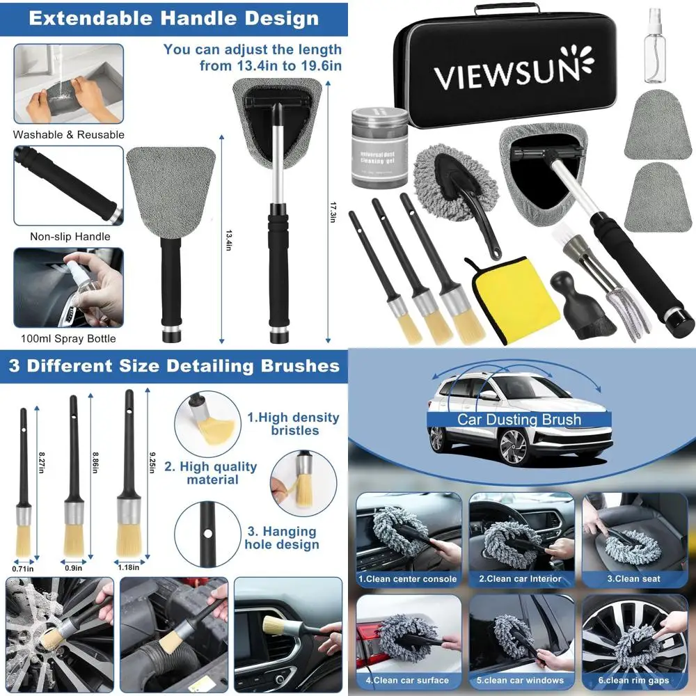 

Viewsun Windshield Cleaner Tool, 13Pcs Car Interior Cleaning Kit, Car Detailing Kit Interior Cleaner, Car Detailing Brushes, Car