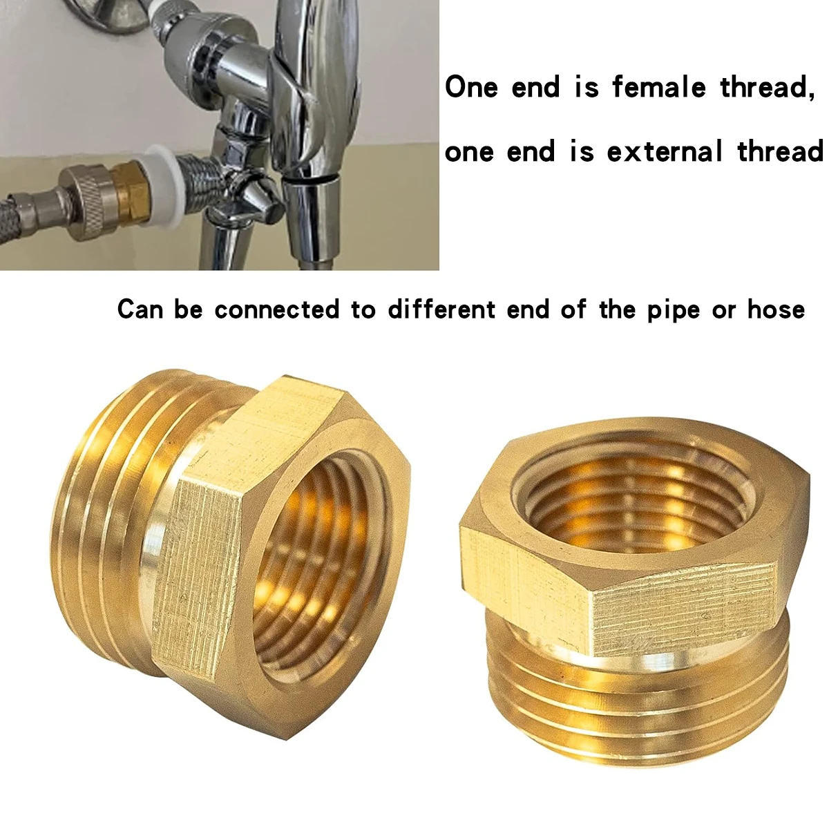 G1/2 Female to 3/4 Male Hose Adapter Brass Thread Garden Hose Adapter Metal Pipe Connector Garden Swivel