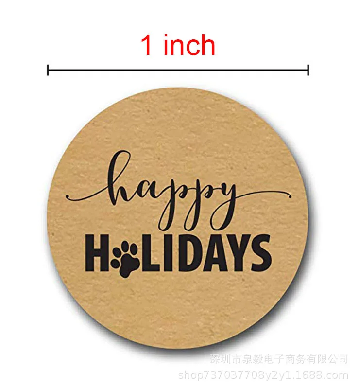 1Inch Natural Kraft Paper Thank You Stickers Seal Labes Print Gift Packaging Stationery Sticker 50-500pcs Labels