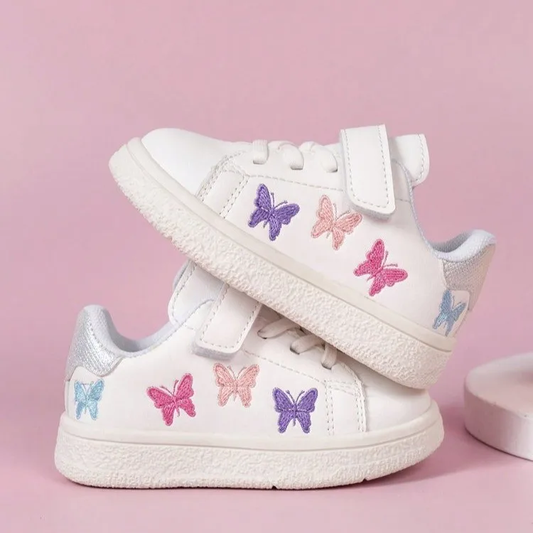 

Girls Princess Shoes Colorful Butterfly Children Skate Shoes Flexible Soft Sole 2025 New Kids Casual Shoes Non-slip Sneakers