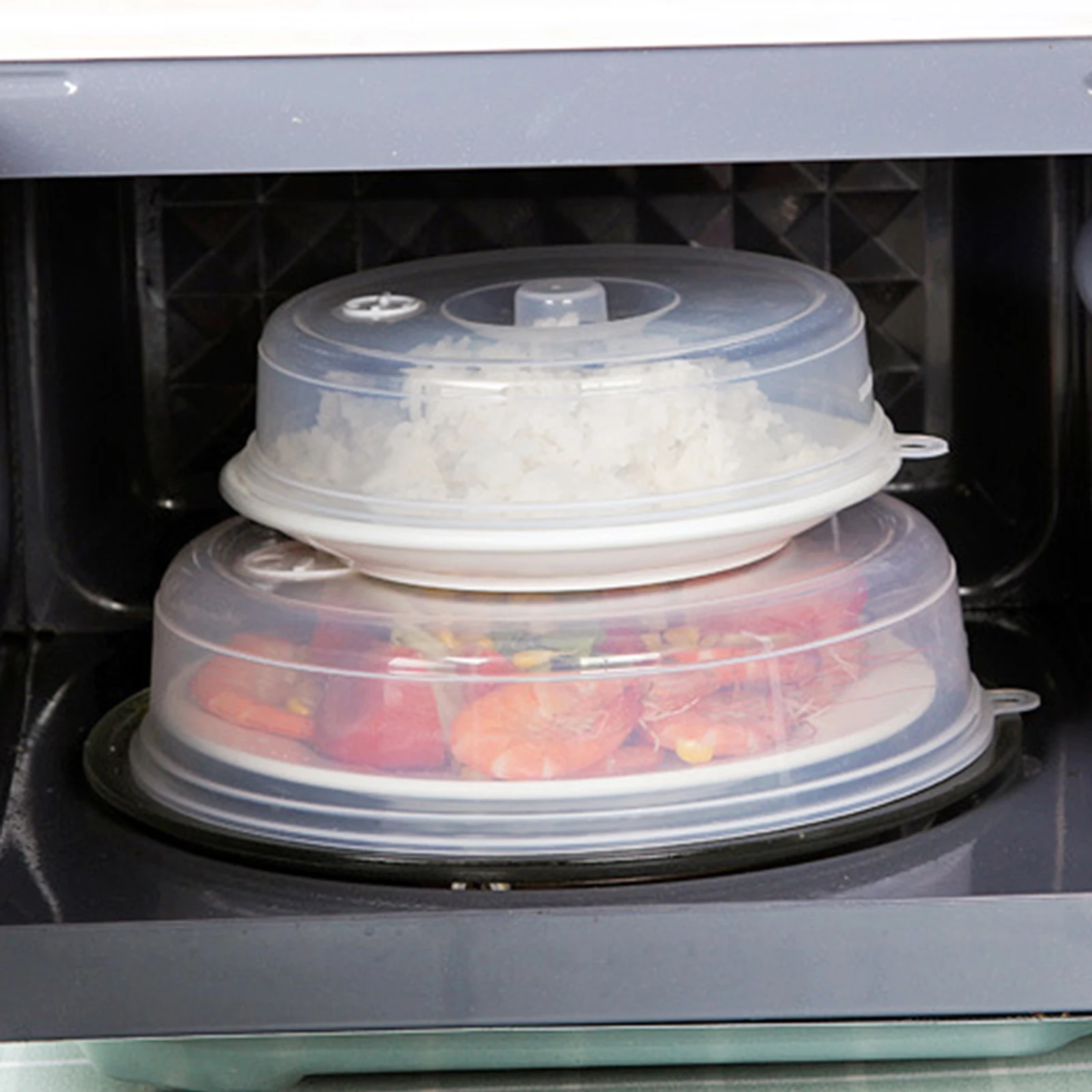 

5Pcs Microwave Food Cover Clear PP Plastic Splatter Guard Food Protector for Kitchen Restaurant Use Microwave