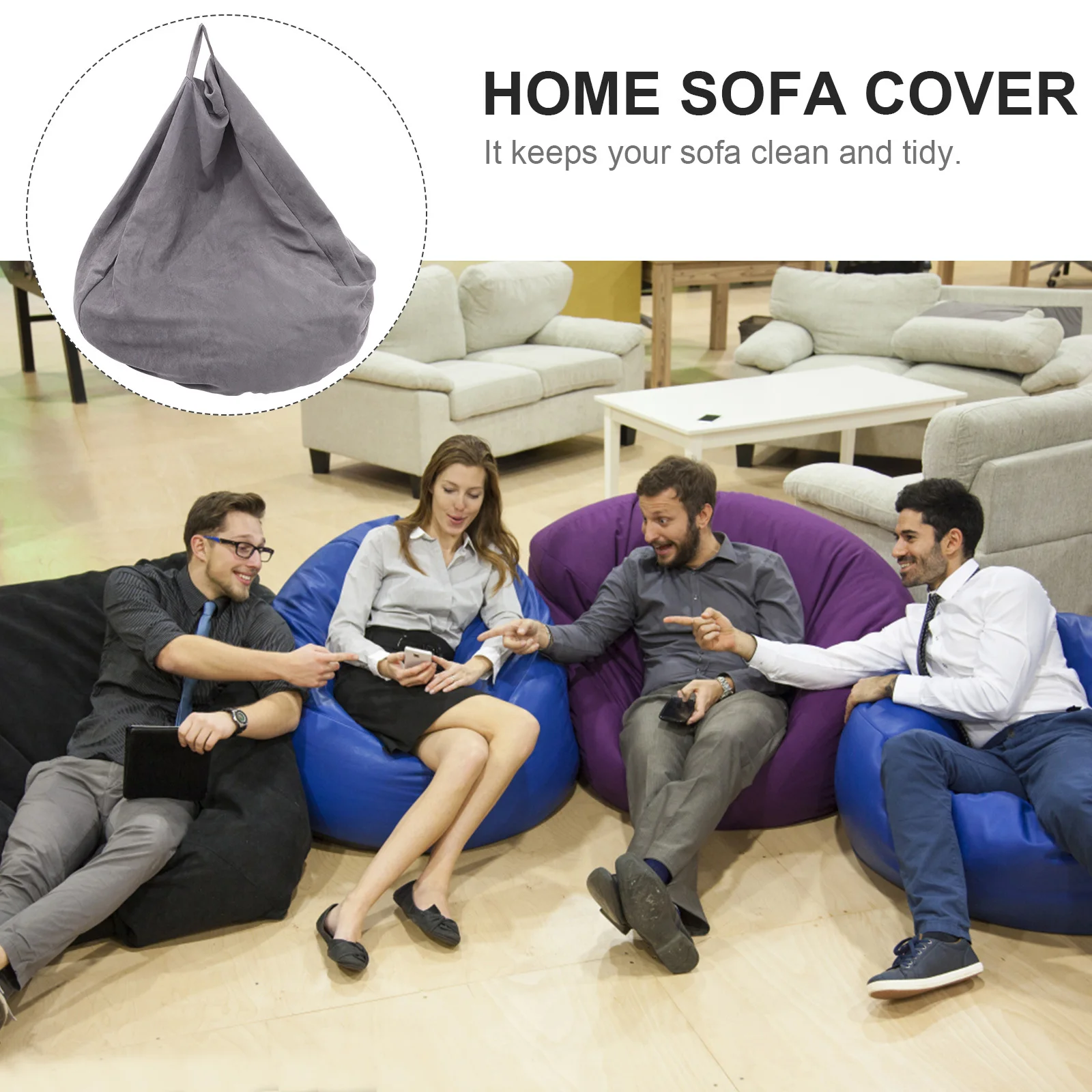 

Lazy Sofa Bean Bag Cover 70X80Cm Dark Grey Waterproof Cloth Material Easy Clean Home Garden Outdoor Furniture Sofa