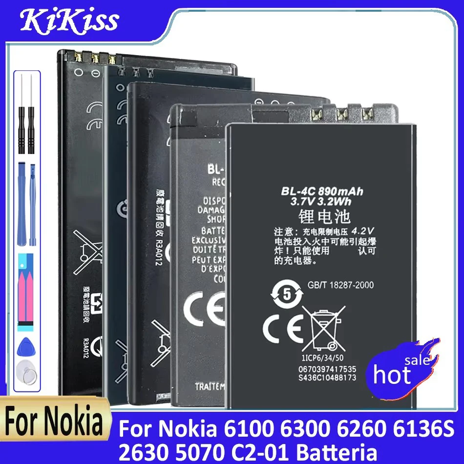 Phone Battery BL-4C BL-5C BL-4B BL-5B BL-5J BV-5JW For Nokia 6100 6300 6260 6136S 2630 5070 C2-01 Batteria