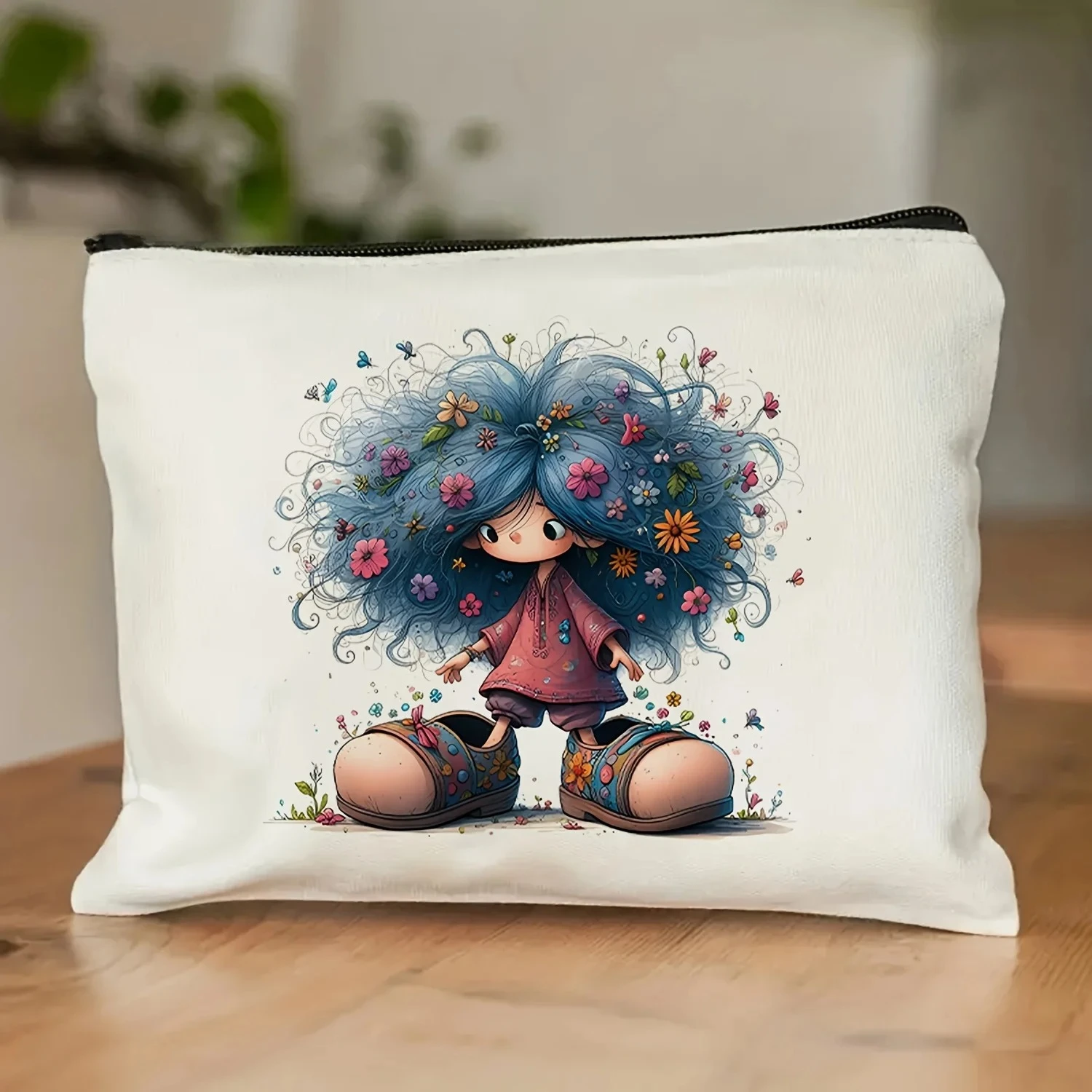 Eine süße Mädchen-bedruckte Make-up-Tasche – eine süße multifunktionale Reißverschlusstasche, Schmuck-Aufbewahrungstasche, perfekte kleine Aufbewahrungstasche mit Reißverschluss für die Reise