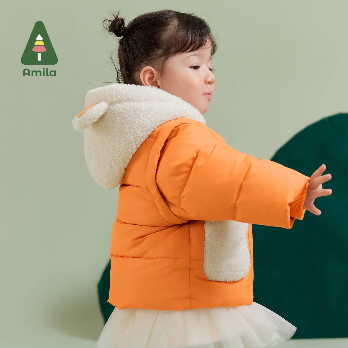 Amila Baby Children Cotton-padded Clothes 2024 Winter New Multicolour Hooded Slight waterproofing antifouling Oil proof Warm