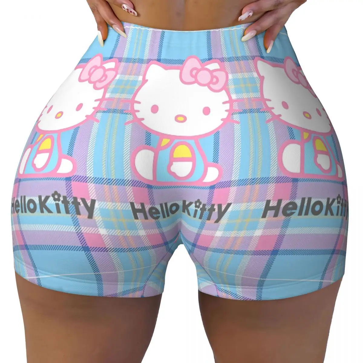 Women's Athletic Workout Yoga Shorts Hello Kitty Kawaii Anime High Waist Shorts Gym Volleyball Running Leggings