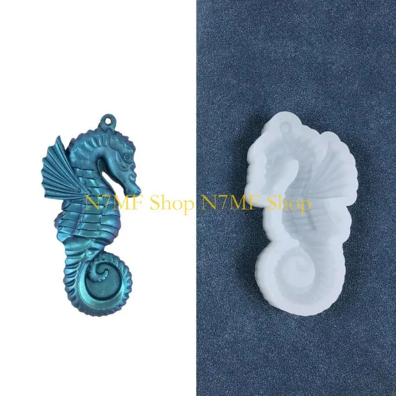 

N7MF Halloween Seahorse Keychain Silicone Mold Ornament Mold for Valentines Gift