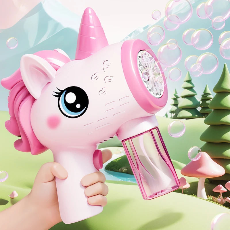 Fully Automatic Bubble Gun Rocket Bubbles Machine Automatic Blower with Bubble Liquid Toy for Kids Beach Outdoor Bubble Gifts