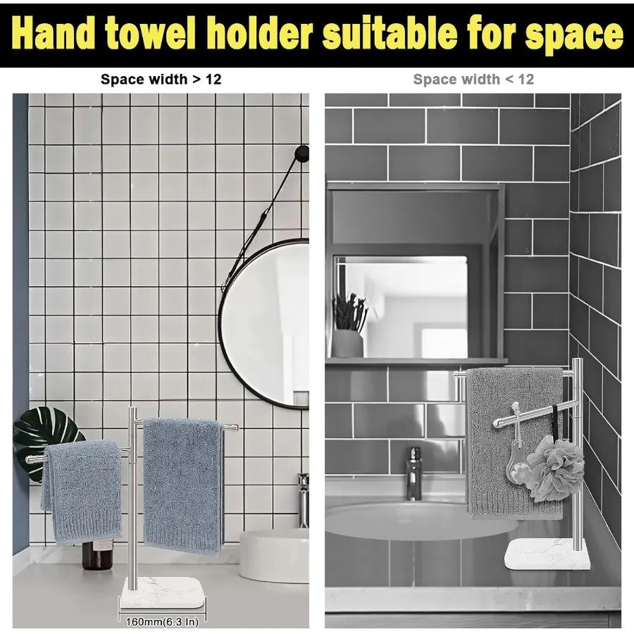 Настольный держатель для полотенец для рук с мраморным основанием и поворотной вешалкой для полотенец из нержавеющей стали 304 для ванной комнаты